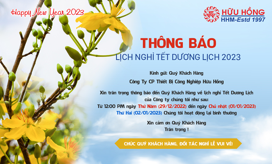 Thông báo lịch nghỉ Tết dương lịch 2023